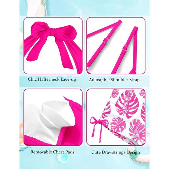 Girls Swimsuit Halterneck Girls Tankini Swimsuit (Top only) 15-16Y - Picture 2 of 2